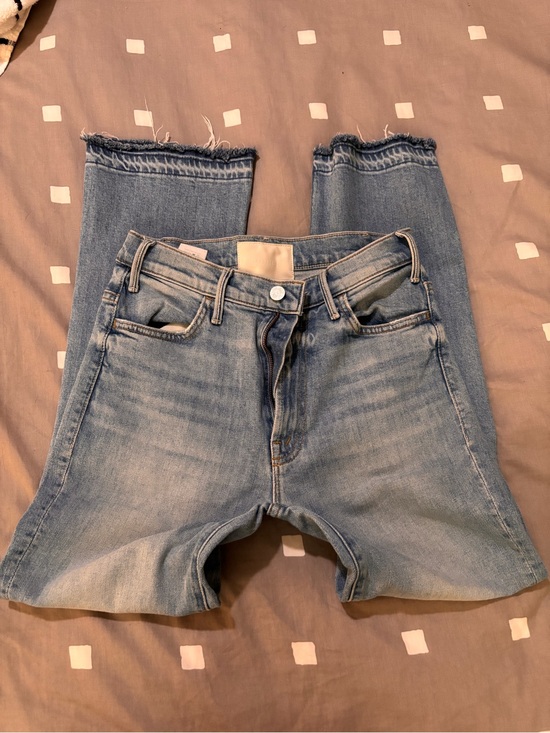 MOTHER Denim - MOTHER Light Blue High-Rise Cropped Straight Jeans
